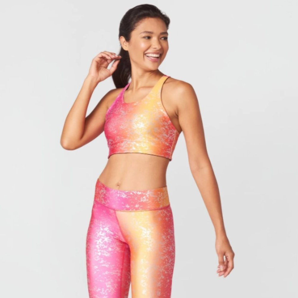 Terez Sunrise Silver Haze Foil Balayage Sports Bra NWT